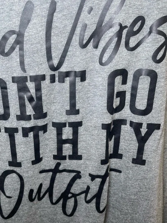 Bella + Canvas Women’s Graphic Tee Bad Vibes Don't Go With My Outfit Tee Size L - Picture 3 of 5